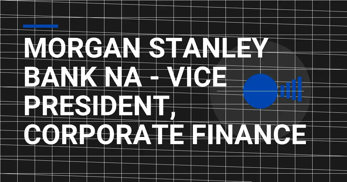 Morgan Stanley Bank NA - Vice President, Corporate Finance