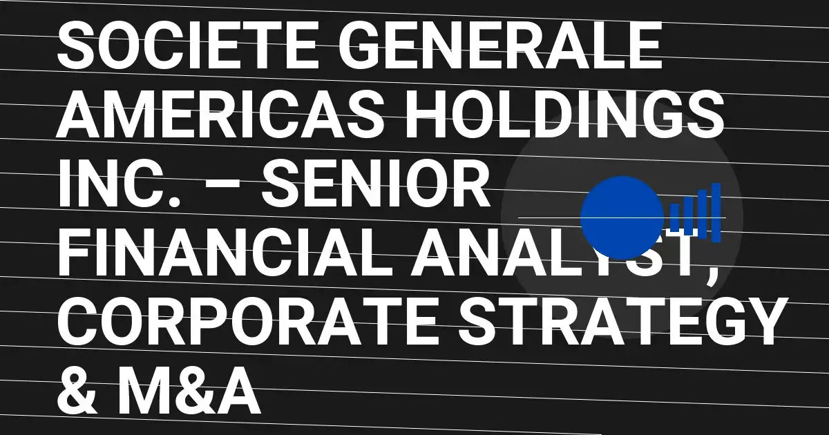 Societe Generale Americas Holdings Inc. – Senior Financial Analyst, Corporate Strategy & M&A